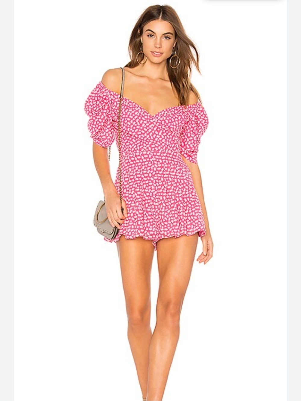 C/MEO Collective Be About You Magenta Daisy Romper Women's Size Medium Floral